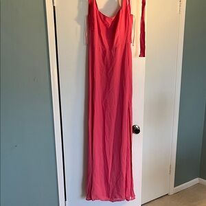 Reformation Coral-Pink Maxi Dress with Tie Straps